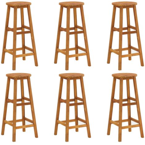 Lot de 6 Tabourets de bar Style Contemporain  Chaises de bar Bois d'acacia solide 25722