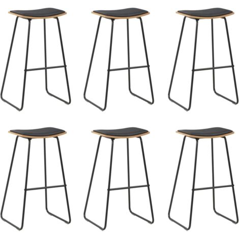 Lot de 6 Tabourets de bar Style Contemporain Chaises de bar Noir Similicuir 77814