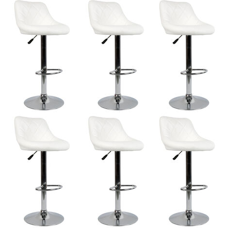 Lot de 6 Tabourets de Bar ,Tabouret de bistrot en Similicuir,tabourets de comptoir réglable en Hauteur et pivotante -( Blanc)