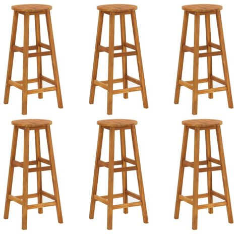 Lot de 6 Tabourets de bar,Chaises hautes de bar luxueuses bois d'acacia solide -81531