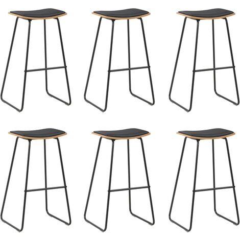 Lot de 6 Tabourets de bar,Chaises hautes de bar luxueuses noir similicuir -83922
