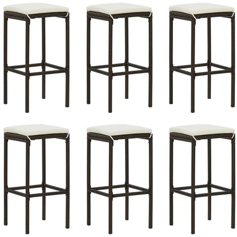 Lot de 6 Tabourets de bar,Chaises hautes Modernes marron résine tressée -45704