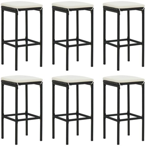Lot de 6 Tabourets de bar,Chaises hautes Modernes noir résine tressée -44186