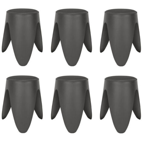 Lot de 6 Tabourets Empilables "Eve" 46cm Gris