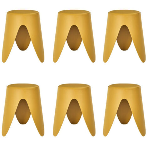 Lot de 6 Tabourets Empilables "Eve" 46cm Jaune Moutarde