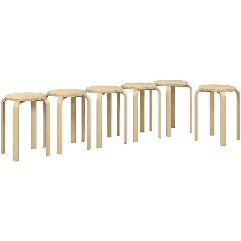 MH - Lot de 6 tabourets willow aspect bois naturel
