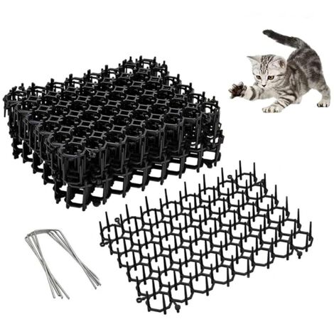 Lot de 6 tapis de chat de 20 x 15,5 cm avec pointes de 15,5 x 20 cm, bandes de picots en plastique pour intérieur et extérieur pour empêcher les griffures de creuser les chats, tapis répulsif pour