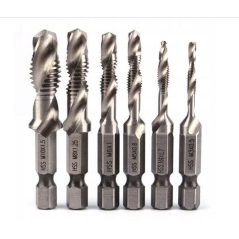 LOT DE 6 TARAUDS M3-M10 EN ACIER RAPIDE S533 SOURCING 11533