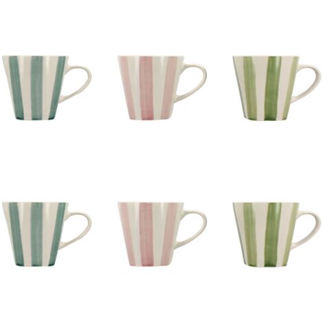 Lot de 6 tasses en grès 20cl, ARLEQUIN