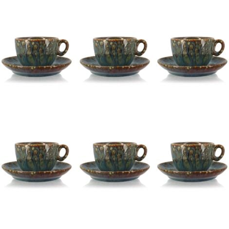 OGO LIVING Lot de 6 tasses et soucoupes en porcelaine, VENUS