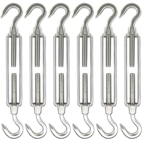 Lot de 6 tendeurs à œillet en acier inoxydable M6, accessoires pour auvent, tendeurs de câble robustes, antirouille, tendeurs à entraxe fixe