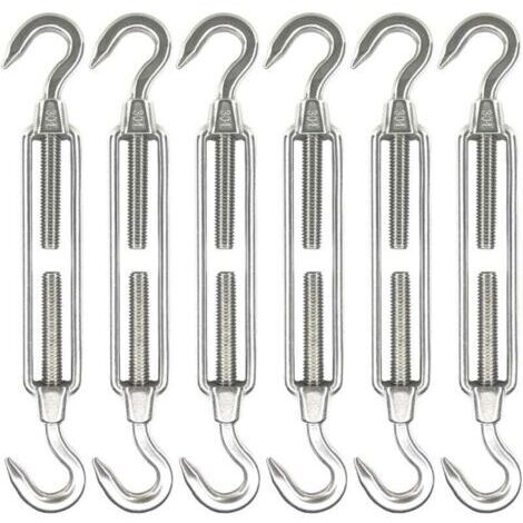 Lot de 6 tendeurs à œillet en acier inoxydable M6, accessoires pour auvent, tendeurs de câble robustes, antirouille, tendeurs à entraxe fixe