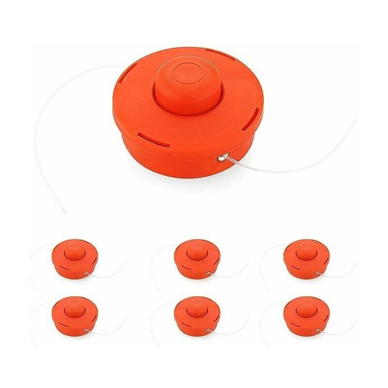 Lot de 6 Tête Débroussailleuse Universelle, Rouge Plastique Nylon Bobine de Rechange de Tondeuse Débroussailleuse Tête, Accessoire Professionnel pour