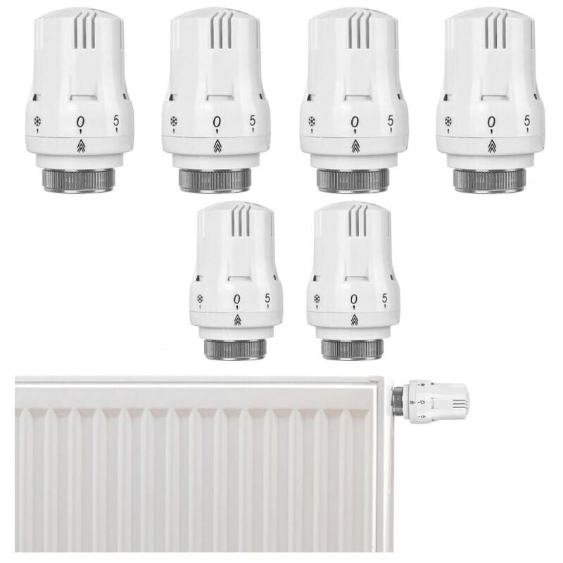 Lot de 6 têtes thermostatiques pour radiateur - Valve de refroidissement intelligente - Tête de rechange : Thermostat de radiateur - Tête de rechange