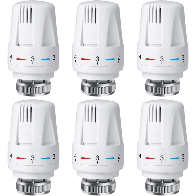 Lot de 6 têtes thermostatiques thermostatiques de radiateur Smart Valve de radiateur Tête de rechange : M30 x 1,5 Thermostat de chauffage Thermostat