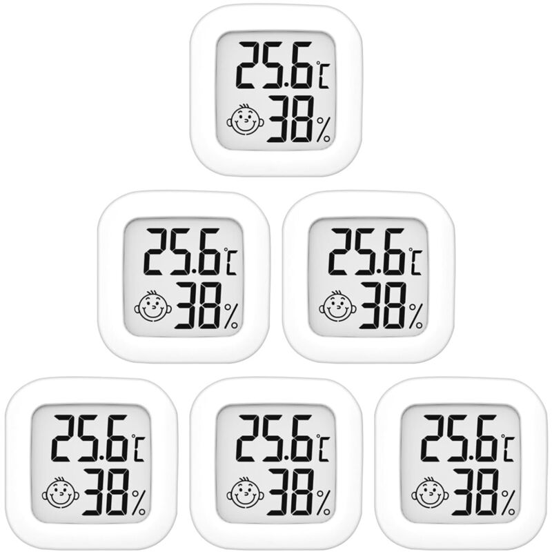Lot de 6 thermomètres hygromètres d'intérieur de haute précision - 10 °C à 70 °C - Pour chambre de bébé, salon, bureau, serre