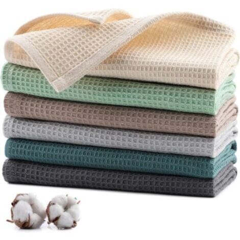 Lot de 6 Torchons de Cuisine Coton, Serviettes de Cuisine 35 x 35 cm, Torchon à Vaisselle Doux et Absorbants, Lavable en Machine, pour la Vaisselle, Les Déversements-Multicolore