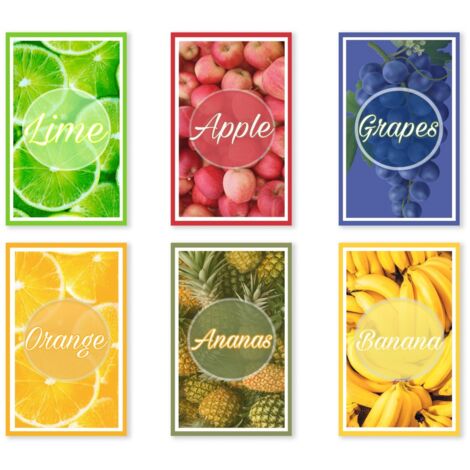 Lot de 6 torchons fruits en pur coton imprimé en taille haute définition MAXI