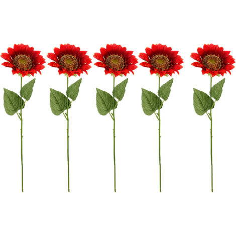 Lot de 6 tournesols artificiels, grandes fleurs artificielles ressemblant à de vraies fleurs décoratives - orange