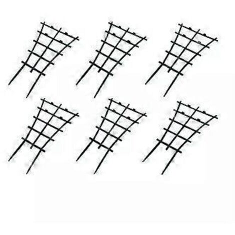 Lot de 6 treillis grimpants robustes en plastique pour pots, empilables, pour jardin, terrasse, fleurs et légumes.