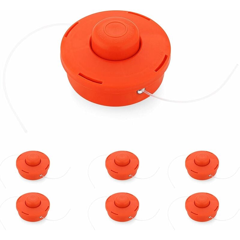 Ersandy - Lot de 6 Tête Débroussailleuse Universelle, Tête Débroussailleuse, Rouge Plastique Nylon Bobine de Rechange de Tondeuse Débroussailleuse