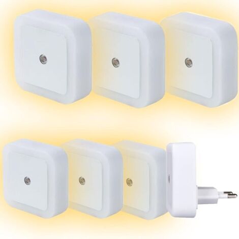 [Lot de 6] Veilleuse à brancher pour enfants - Détecteur automatique jour/nuit Veilleuse LED à brancher au mur, lampe photocellule crépusculaire