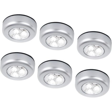 Lot de 6 veilleuses LED sans fil à piles, à coller sur placards, armoires, comptoirs ou buanderies - Touche tactile sans fil