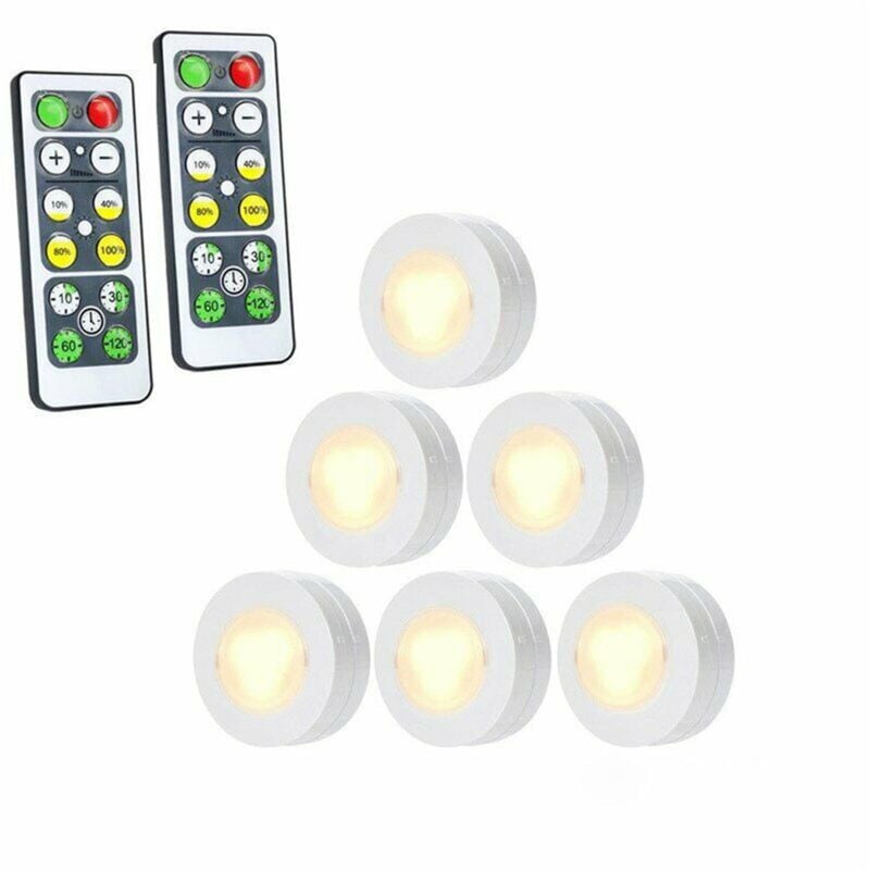 Feiyue - Lot de 6 veilleuses led sans fil pour placard, éclairage sous meuble, à piles, éclairage sous comptoir, intensité variable, à coller