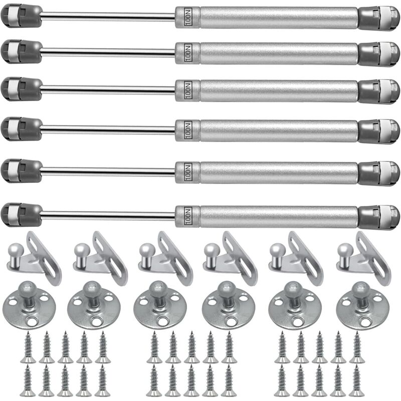 Lot de 6 vérins hydrauliques, ressort à gaz 100 N/10 kg, amortisseur, tige hydraulique pour porte de casier d'armoire
