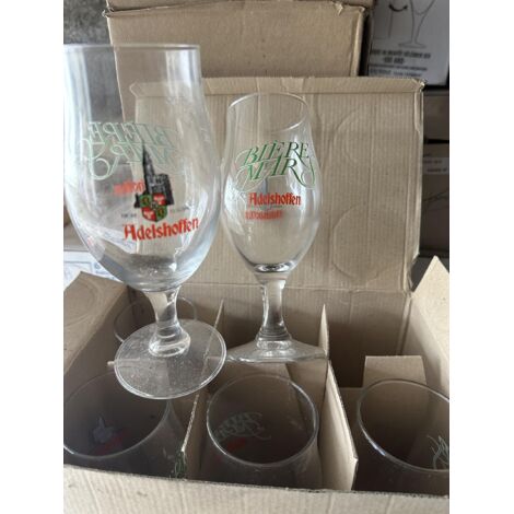Lot de 6 verres à bière Adelschoffen - 25 cl - Bière de Mars vintage 1980 - Neufs