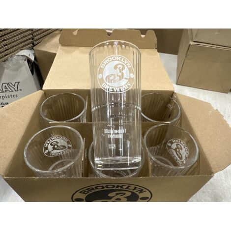 Lot de 6 verres à bière Brooklyn - 25 cl - Modèle strié - Neufs