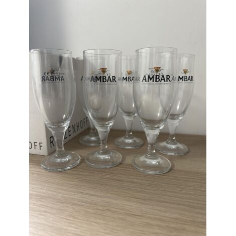 Lot de 6 verres à bière espagnole Ambar - 25 cl - Neufs