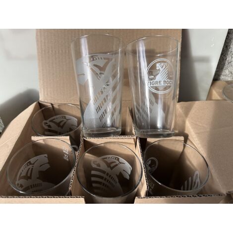 Lot de 6 verres à bière Tigre Bock - 50 cl - Modèle lisse - Neufs