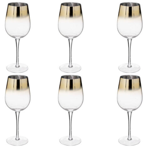 Lot de 6 verres à vin 38cl couleur or – Verre élégant pour dîners sophistiqués – Dimensions D. 8,5 x H. 23 cm – Secret De Gourmet