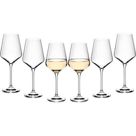 Lot de 6 verres à vin blanc 460 ml Verre à vin en cristal Passe au lave-vaisselle Moderne