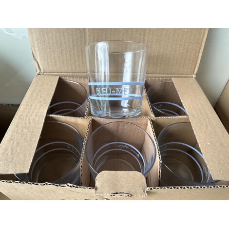 Lot de 6 verres à vin bleu de mer - 25 cl - Neufs