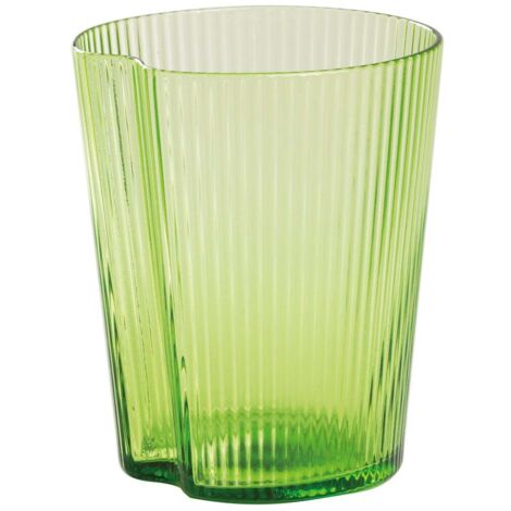Lot de 6 Verres Handy Tumbler en Verre Soufflé Vert Pomme, Design Ergonomique avec Sillons Verticaux et Surface Empilable pour un Usage Quotidien 6X