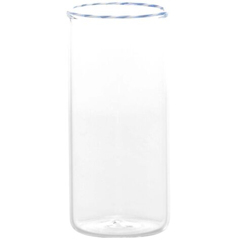 Lot de 6 Verres Highball Intrecci en Verre Borosilicaté Soufflé à la Main, Design Blanc et Bleu pour Long Drinks, Résistant aux Chocs Thermiques