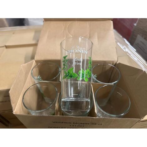 Lot de 6 verres Monin - 35 cl - Modèle Menthe - Neufs