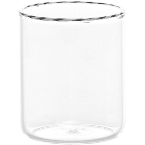 Lot de 6 Verres Tumbler Intrecci en Verre Borosilicate Soufflé à la Main, Design Élégant Noir et Blanc pour Boissons, Cocktails et Desserts, 6 Pièces