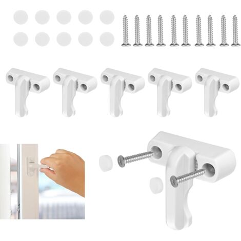 Lot de 6 verrous de fenêtre blancs - Protection anti-effraction - Verrou de fenêtre avec vis - Verrou de fenêtre supplémentaire - Verrou pivotant pour fenêtre, porte, balcon