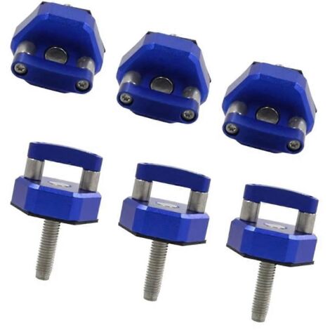 Lot de 6 vis à main à démontage rapide pour toit rigide de voiture (bleu)