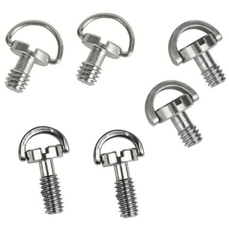 Lot de 6 vis de fixation pour appareil photo 1/4", vis filetées avec matériau en acier inoxydable, vis moletée à dégagement rapide pour trépied d'appareil photo (3 tailles)
