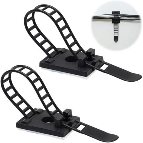 Lot de 60 Attaches de Câble Adhésives Avec Ruban Adhésif 3M Attaches de Câble en Nylon Réglables Cable Management Clips Convient pour Organiser Les Câbles(Noir)