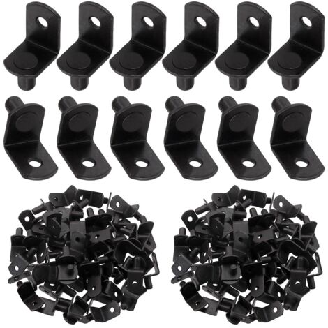 Lot de 60 broches L noires 6 mm, chevilles acier plaqué pour étagères bibliothèque armoires centres de divertissement