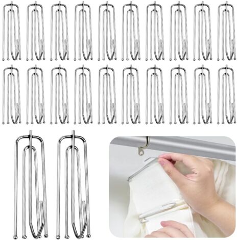Lot de 60 crochets de rideaux pour anneaux Crochets de rideaux en acier inoxydable Crochets de rideaux Crochets de rideaux Crochets de rideau de douche en métal Crochets de serrage Clips de rideaux po