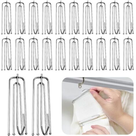 Lot de 60 crochets de rideaux pour anneaux Crochets de rideaux en acier inoxydable Crochets de rideaux Crochets de rideaux Crochets de rideau de douche en métal Crochets de serrage Clips de rideaux po