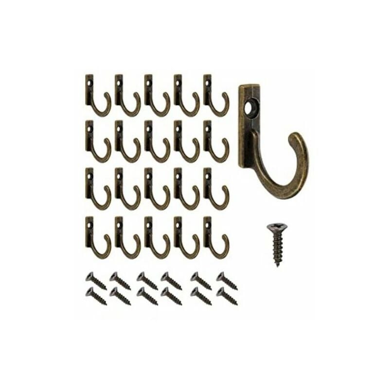 Fei Yu - Lot de 60 crochets muraux Crochets à clés antiques Vintage Crochets simples en bronze avec vis Petits patères pour vis pour bol Bijoux Sacs