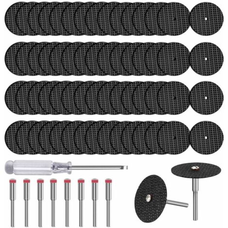 Lot de 60 disques à tronçonner pour Dremel, mini lame de scie circulaire en métal avec 8 mandrins de fixation, accessoires pour outils rotatifs pour couper le métal
