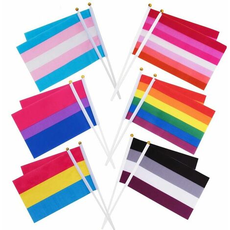 Lot de 60 drapeaux Rainbow Pride, mini drapeaux Gay Stick, décorations de fête LGBT, drapeau arc-en-ciel Gay Pride, drapeau Gay, drapeau Gay, drapeau Trans Pride, Ba